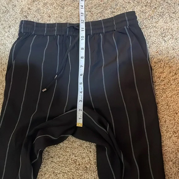 Anine Bing Isabella Pinstripe Pants Drawstring Pull On Black Stripe Size Medium - Picture 14 of 16